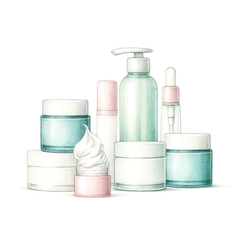 A collection of minimalistic skincare products.